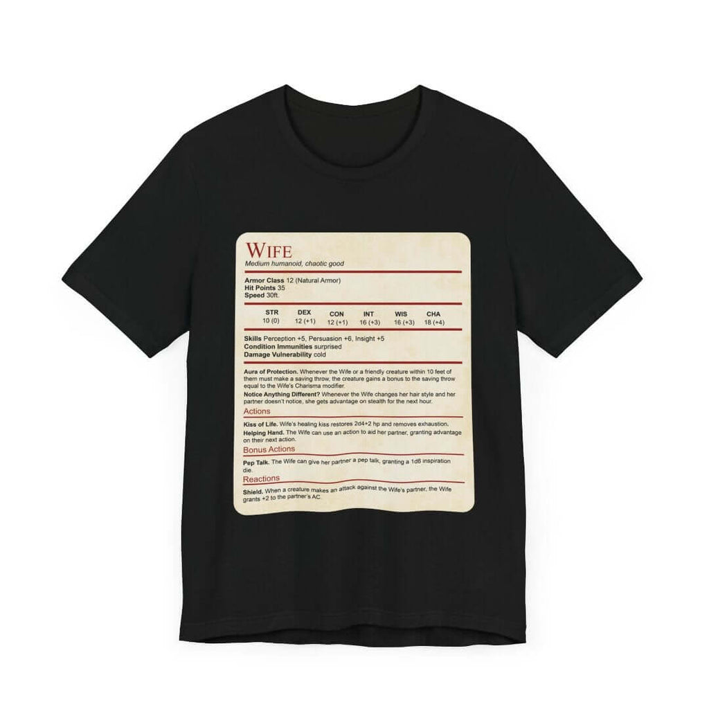 D&D Wife Stat Block T-Shirt