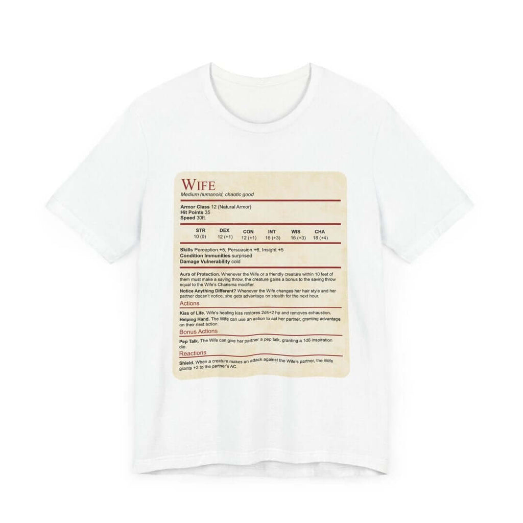 D&D Wife Stat Block T-Shirt