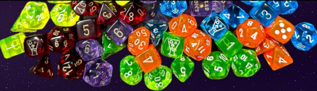 Translucent Polyhedral Rad Green/white 7-Die Set (with bonus die)