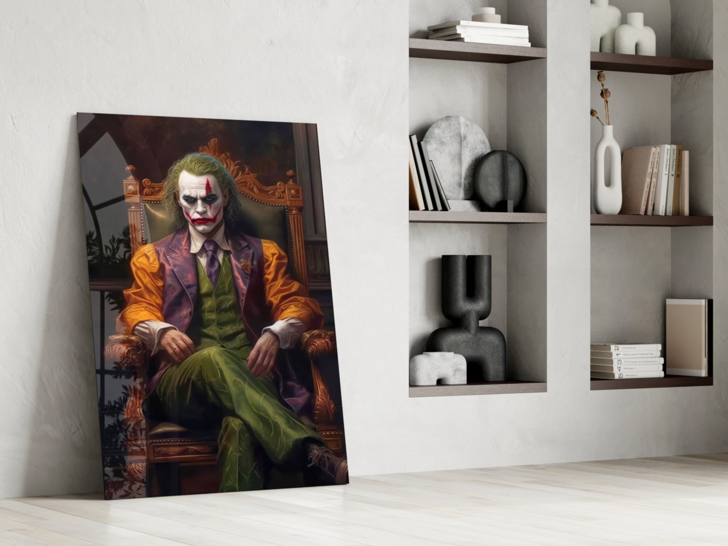 Joker in the Throne Glass Wall Art || Designer Collection