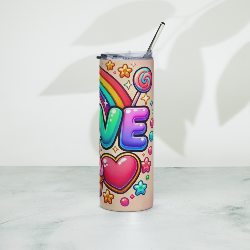 Love in Candy and Rainbows Tumbler