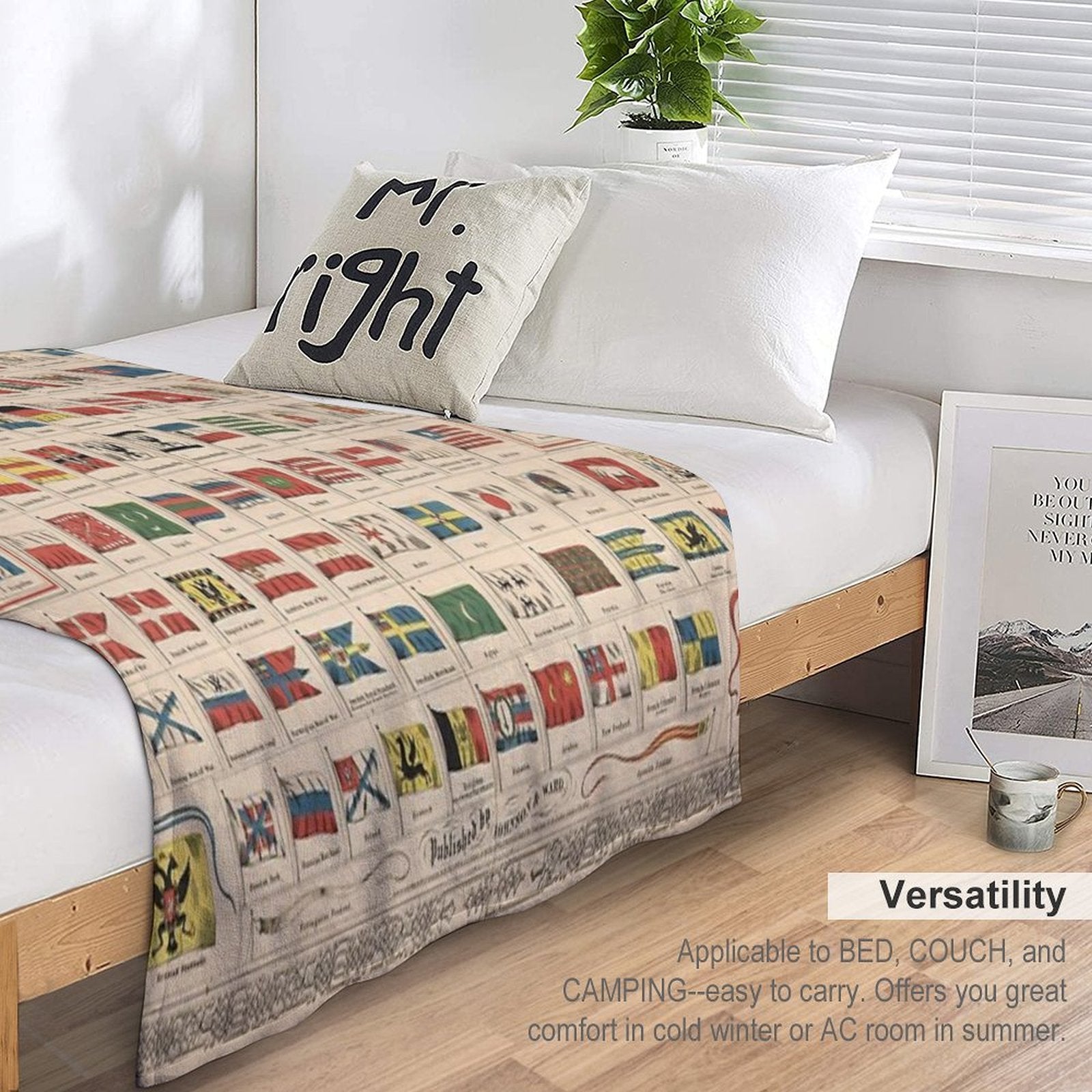 Vintage Flags of The World Chart Throw Blanket