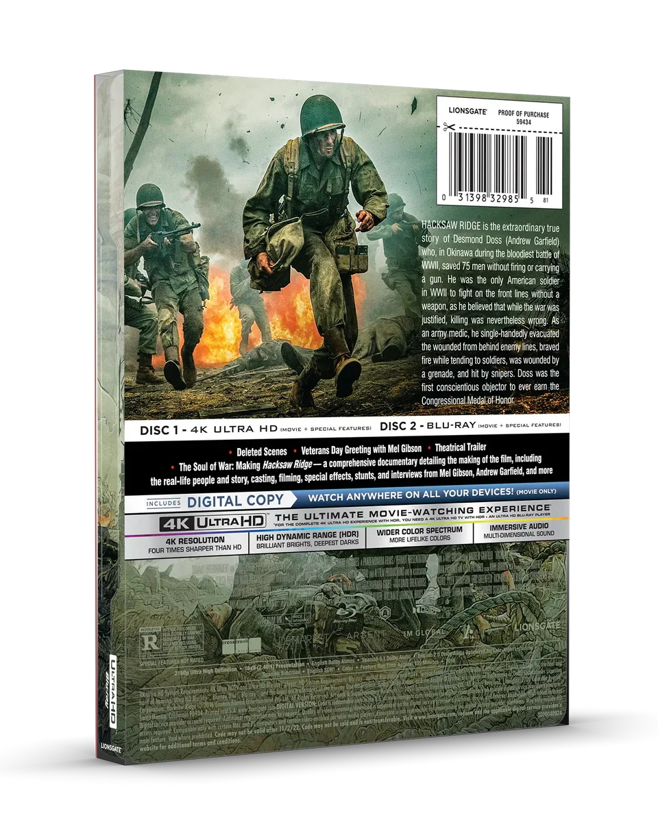 Hacksaw Ridge - Limited Edition Steelbook (4K Ultra HD + Blu-ray + Digital)