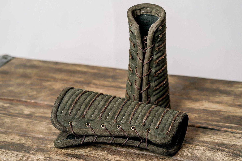 Green leather bracers