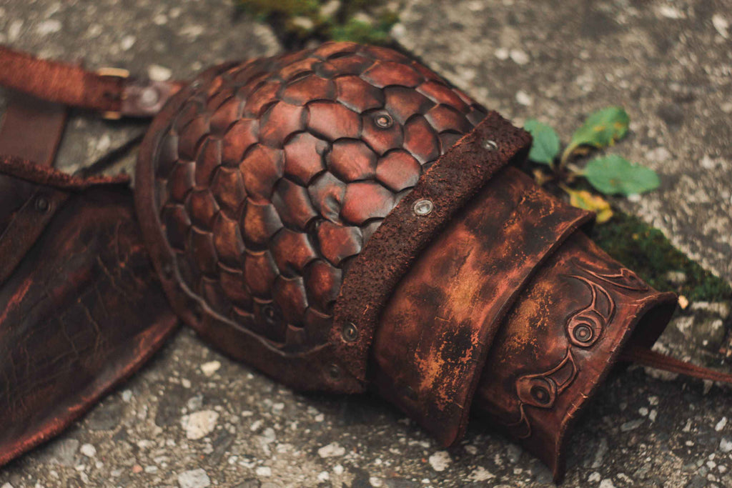 Viking leather shoulder armor