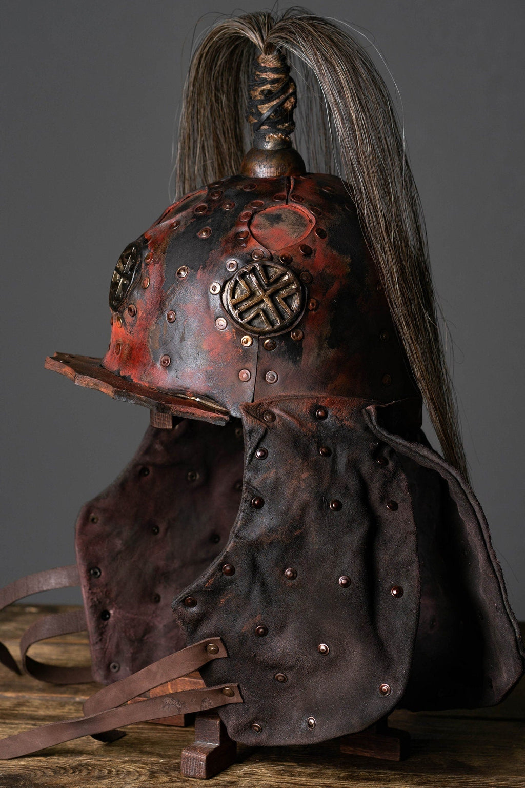 Larp leather helmet