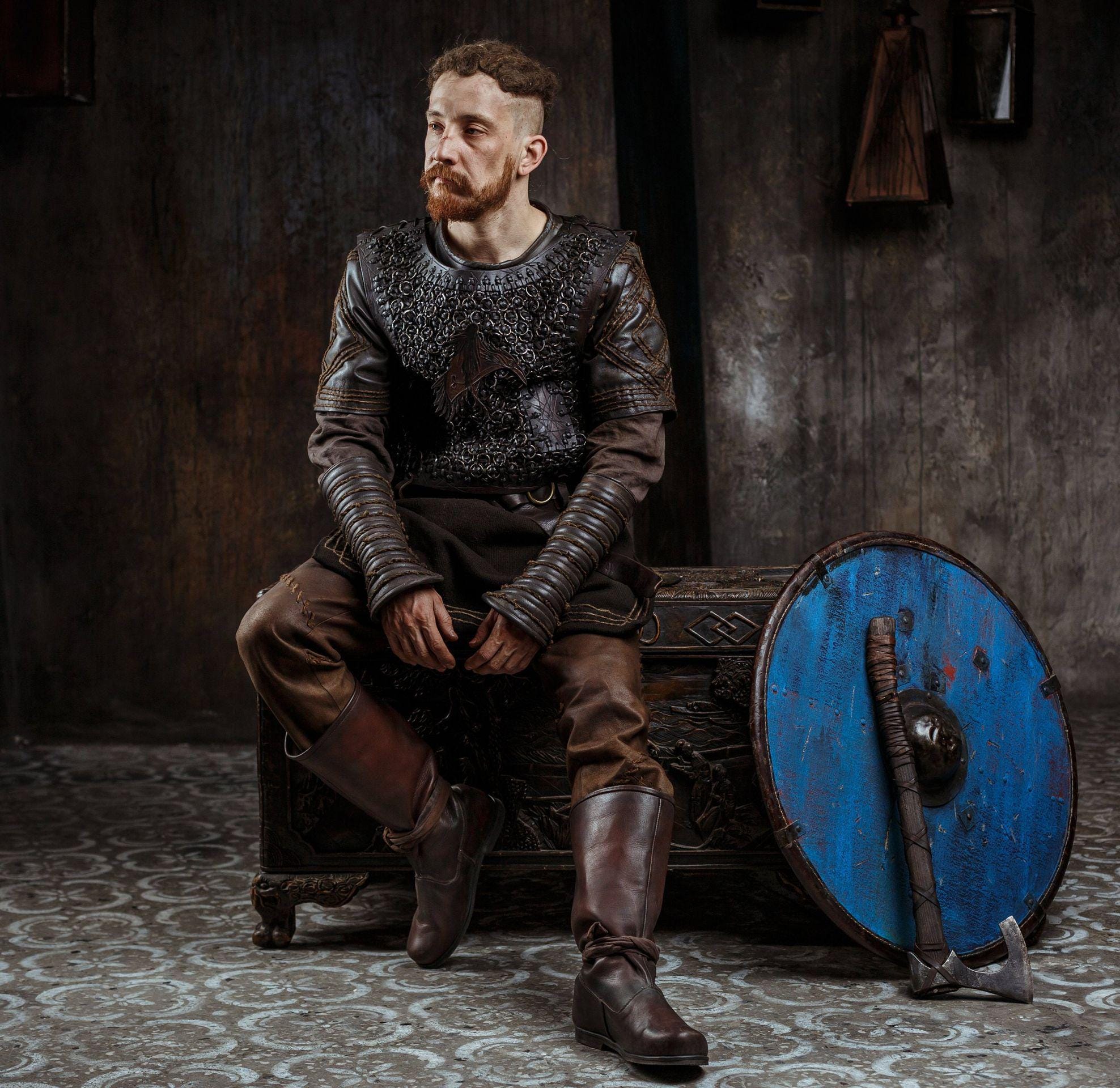 Brown High Leather Boots "Ragnar"