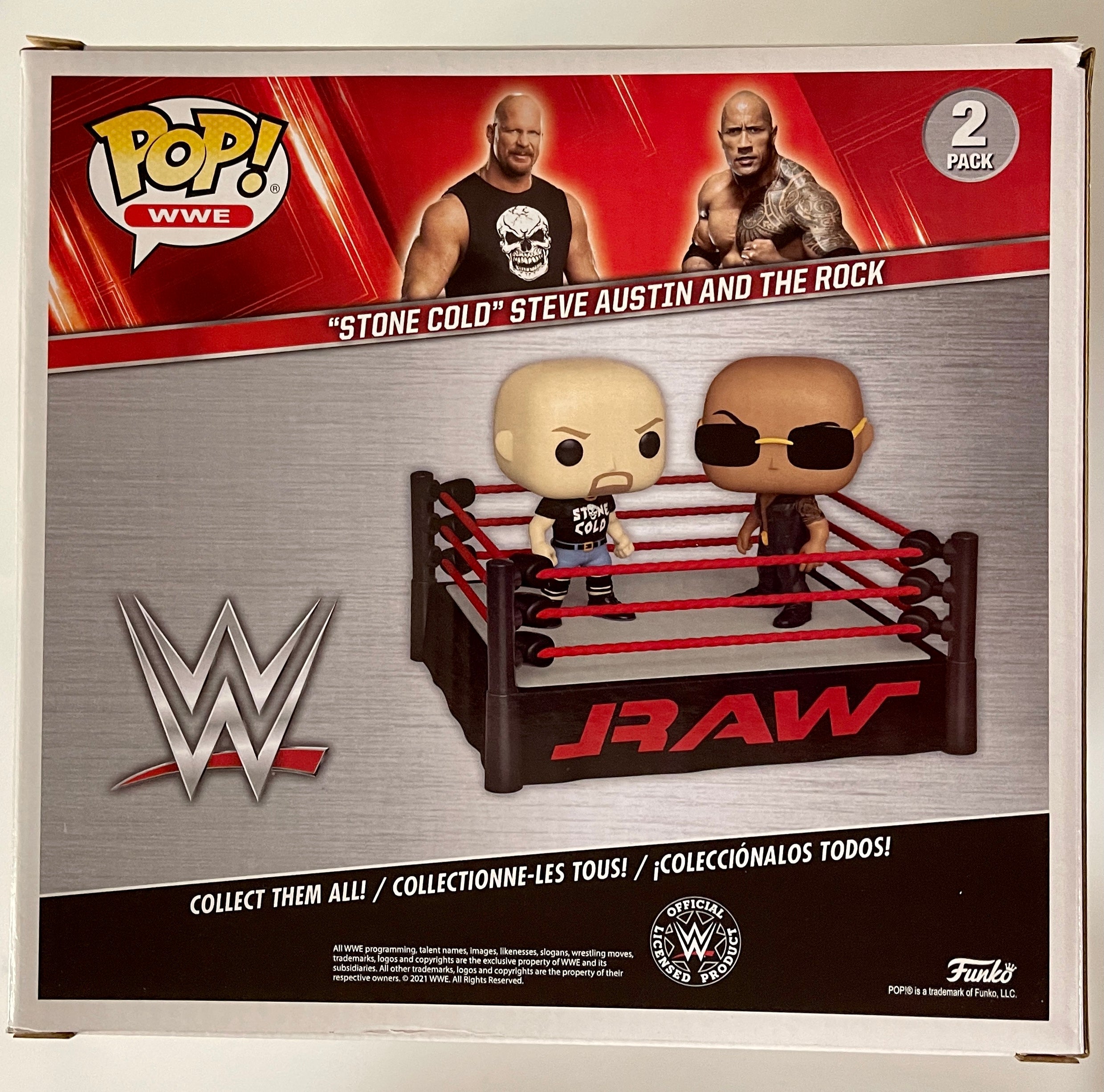 Funko Pop! WWE The Rock vs Stone Cold Steve Austin in WWE Raw Ring Wrestling