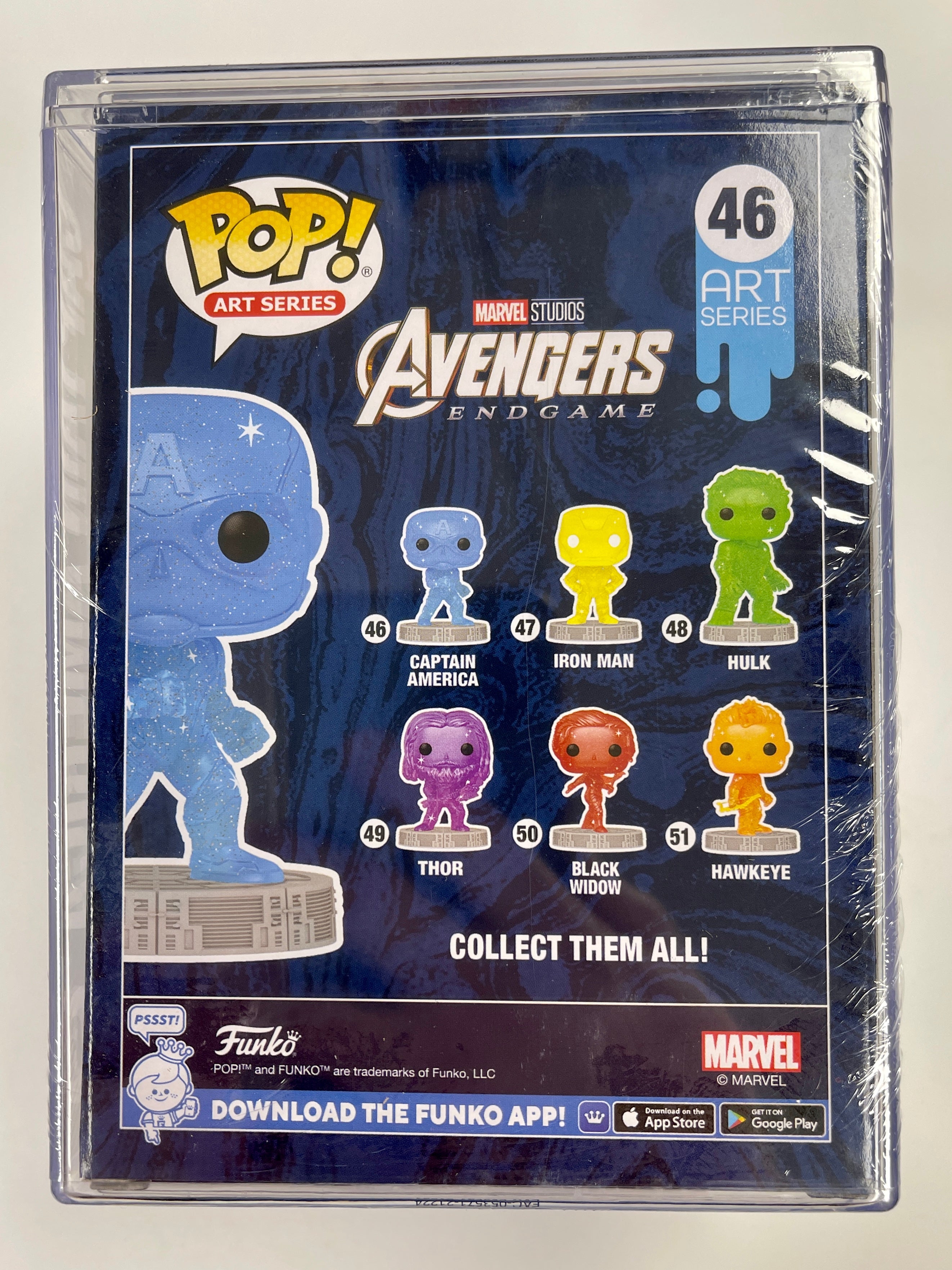 Funko Pop! Marvel Studios Captain America (Blue) #46 Infinity Saga Art Series in Hard Stack