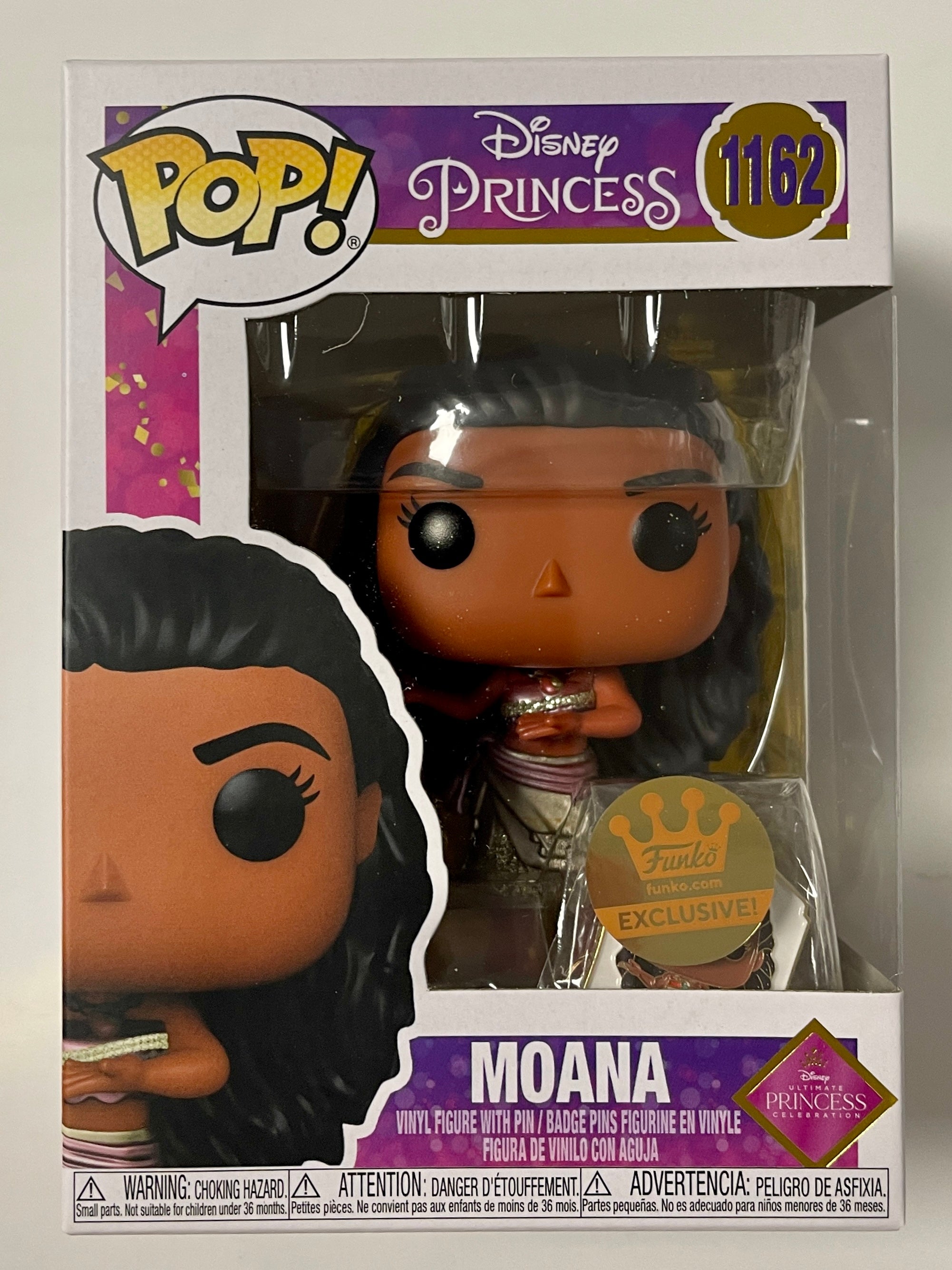 Funko Pop! Disney Moana With Pin #1162 Metallic FS Exclusive Ultimate Princess