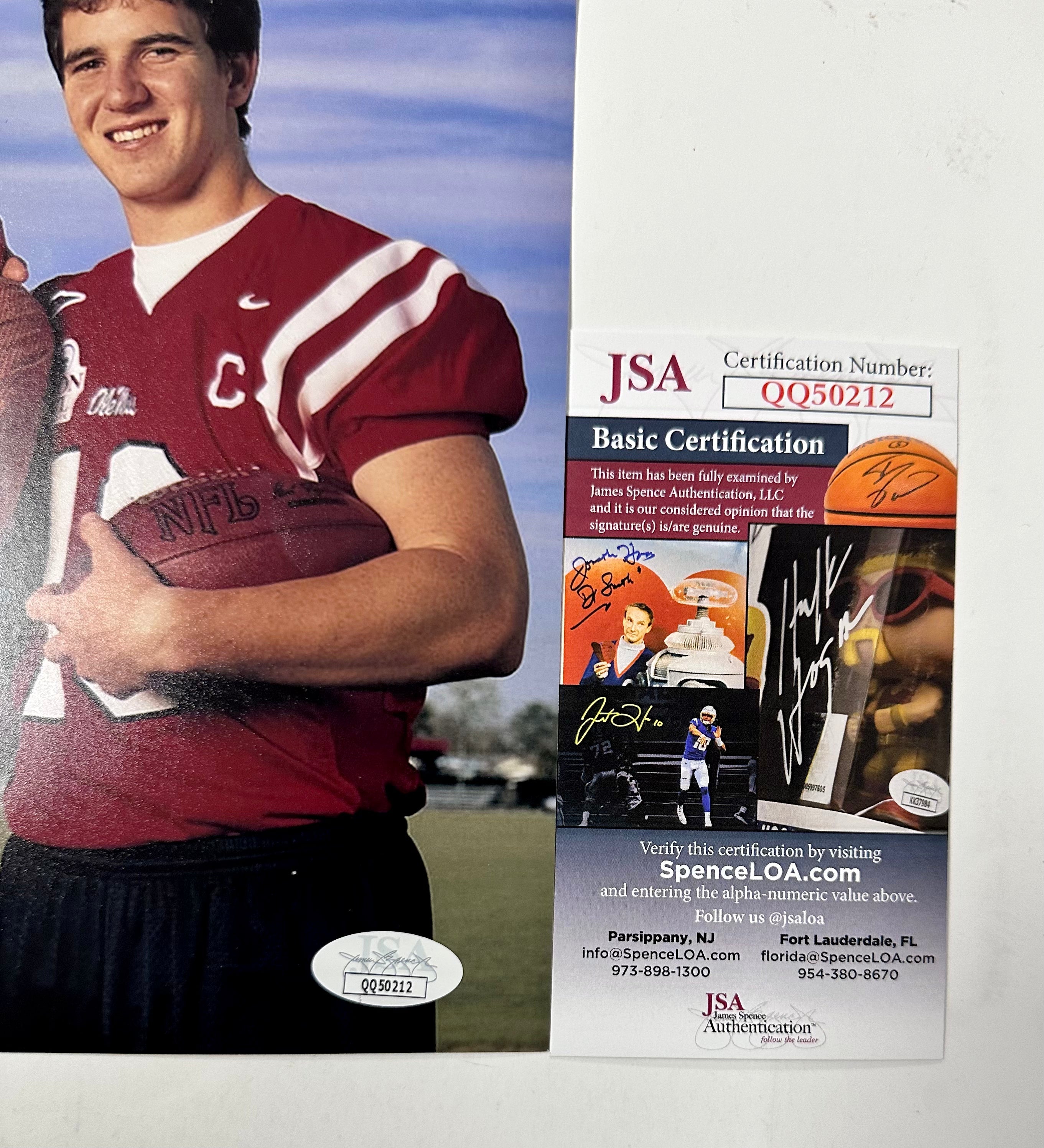 Archie Manning With Sons Peyton & Eli Signed 8X10 Photo With JSA COA