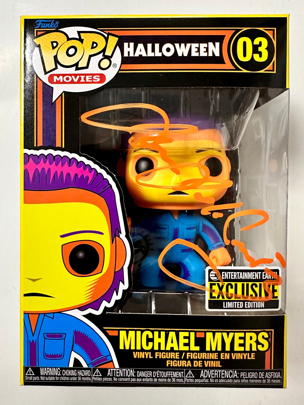 James Jude Courtney Signed Black Light Michael Myers Halloween Funko Pop! #03 Exclusive With JSA COA