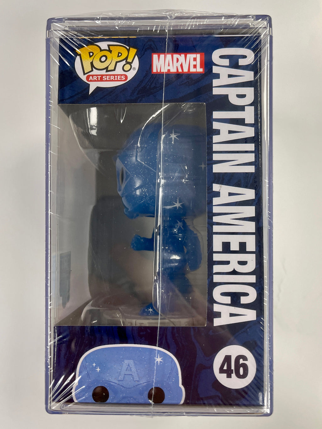 Funko Pop! Marvel Studios Captain America (Blue) #46 Infinity Saga Art Series in Hard Stack