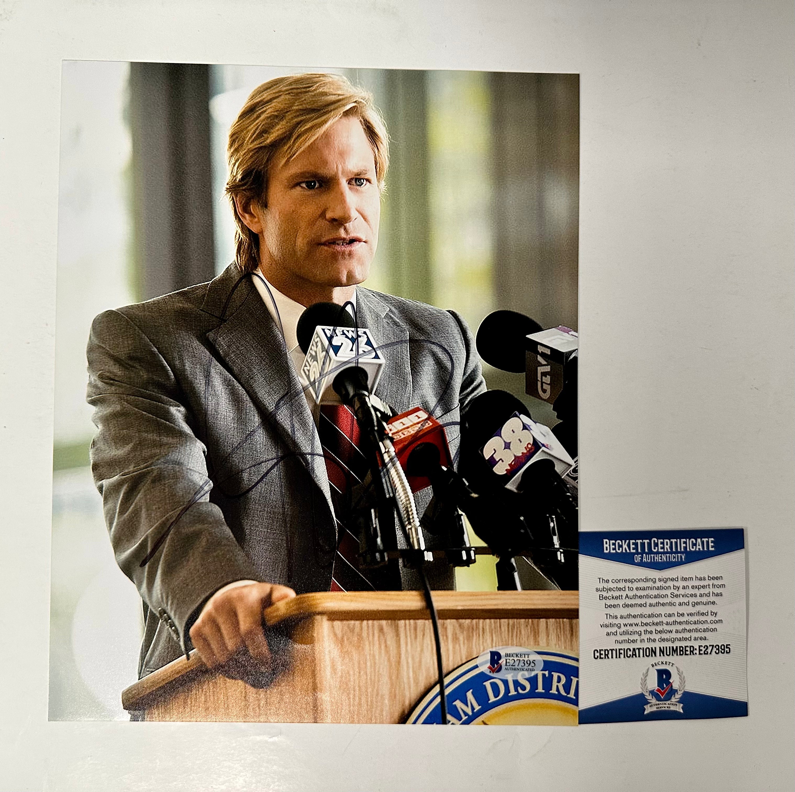 Aaron Eckhart Signed Harvey Dent Two-Face 8x10 Dark Knight Photo With Beckett COA
