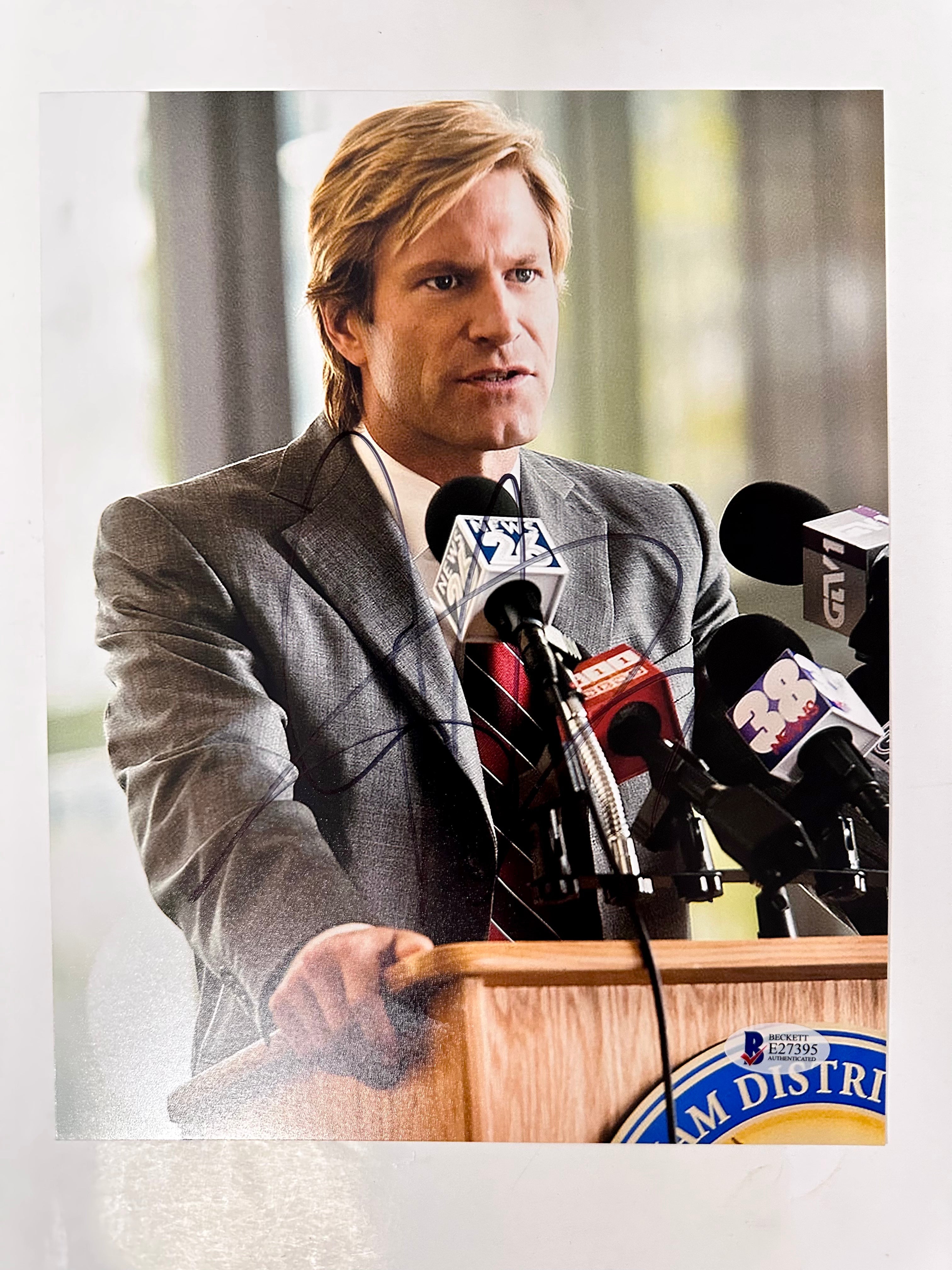 Aaron Eckhart Signed Harvey Dent Two-Face 8x10 Dark Knight Photo With Beckett COA
