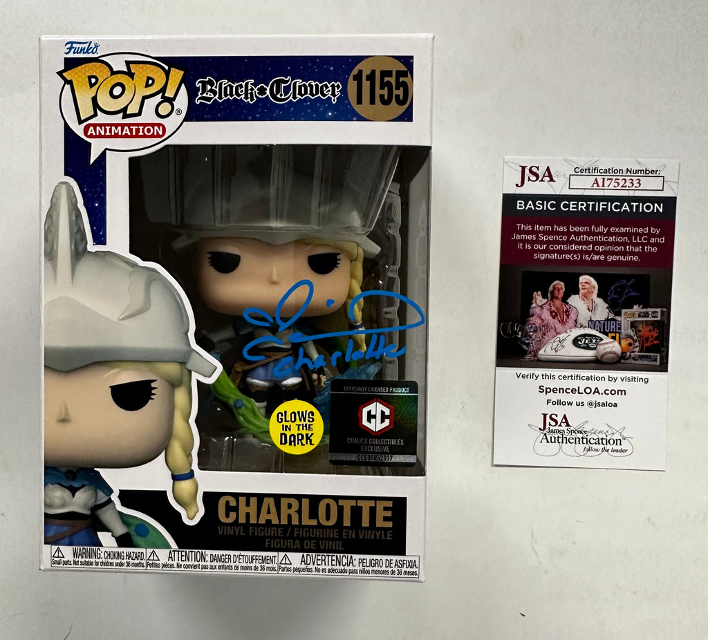 Colleen Clinkenbeard Signed Black Clover Charlotte Funko Pop! #1155 Glow Exclusive With JSA COA