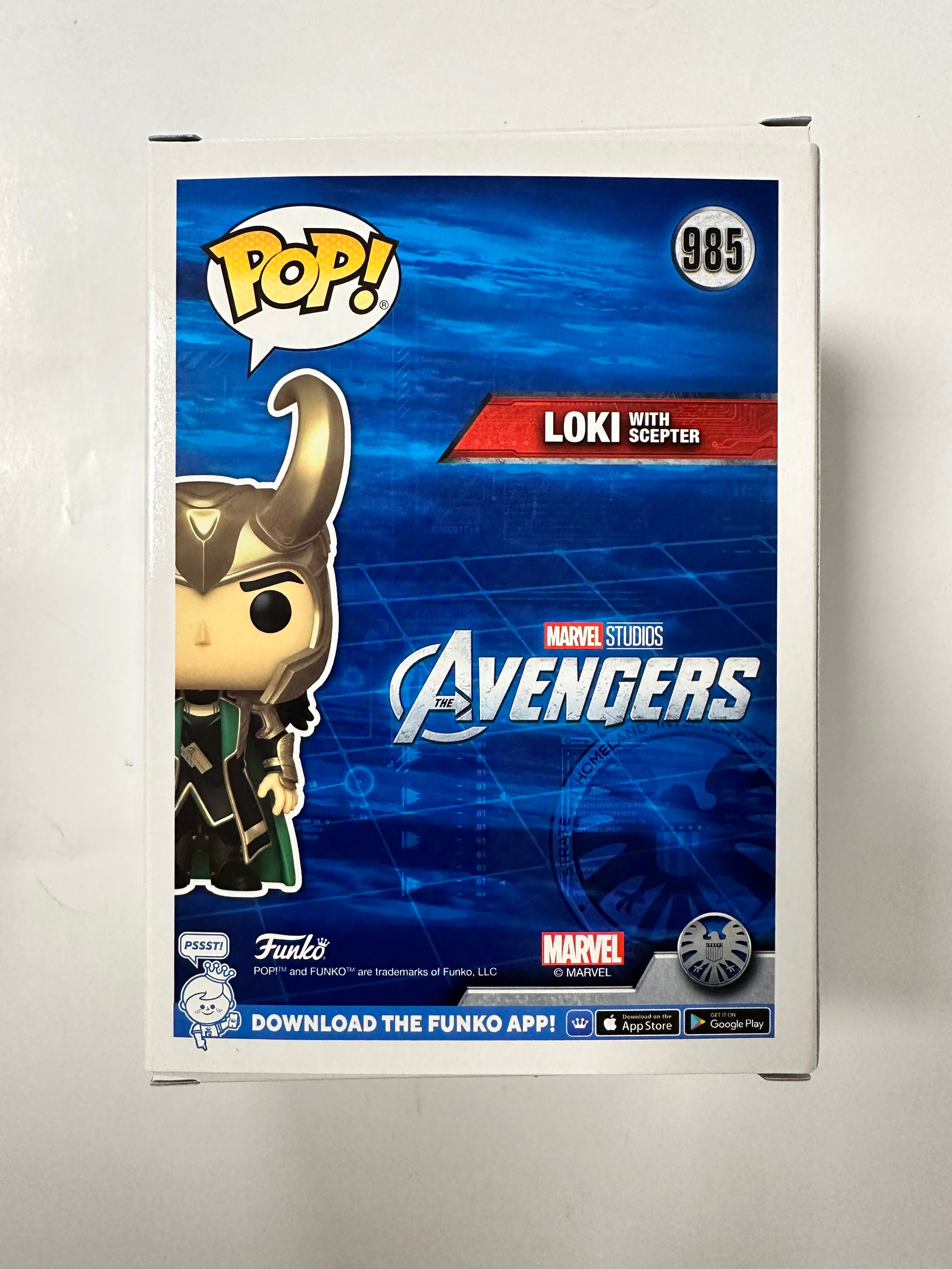 Funko Pop! Marvel Loki With Scepter #985 Avengers Glow In Dark EE 2022 Exclusive