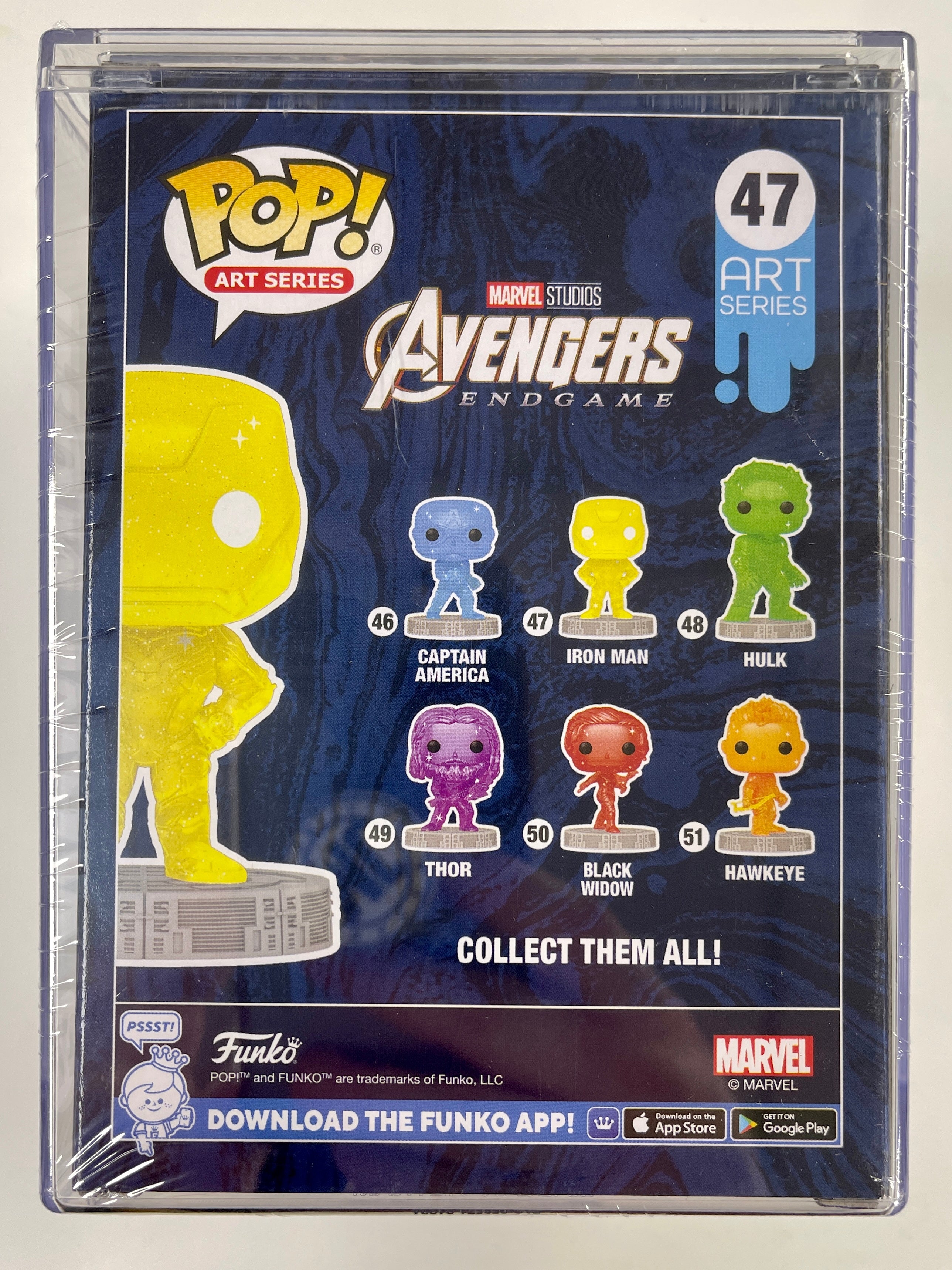 Funko Pop! Marvel Studios Iron Man (Yellow) #47 Infinity Saga Art Series In Hard Stack