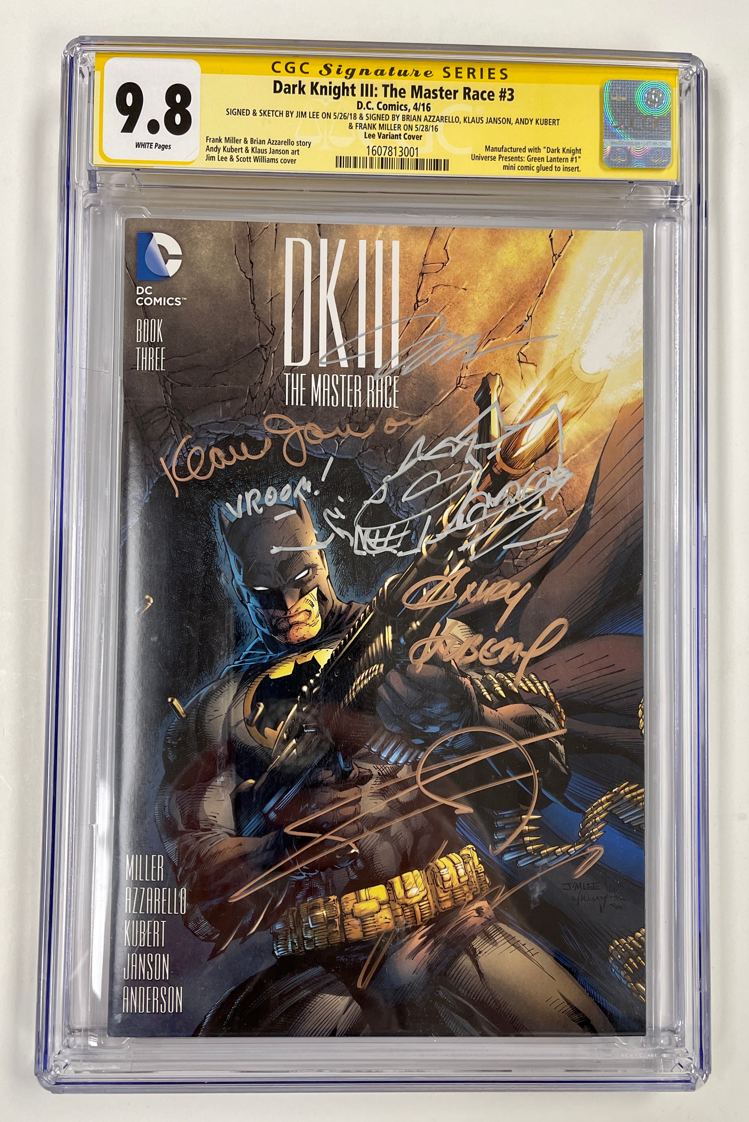 Dark Knight III The Master Race #3 CGC 9.8 SS 1:500 Sketch X5 Lee Miller Kubert