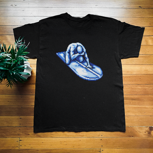 80S Slvr Surfer Nes 'Death Screen' Black T-Shirt