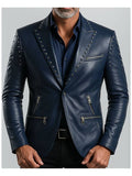 Jack Blue Leather Blazer Leather Blazer for Men Blue
