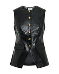Vale Tudo 2025 Julia Palha Black Sleeveless Leather Vest – Bold Street-Style Essential