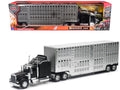 Kenworth W900 Truck Black with Pot Belly Livestock Chrome "Long Haul Truckers" Series 1/32 Diecast Model by New Ray  free shipping USA