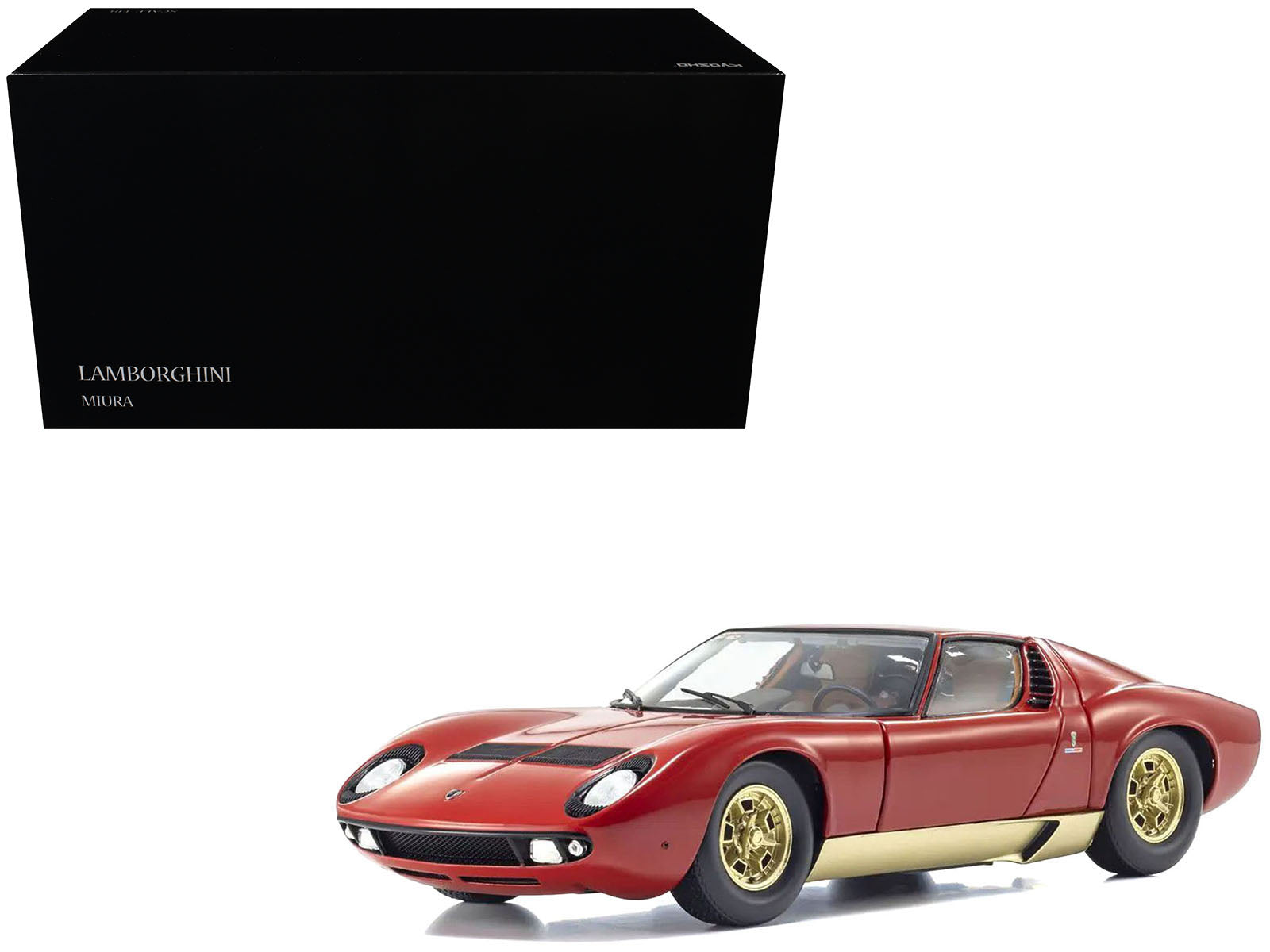 Lamborghini Miura P 400 Red with Gold Accents 1/18 Diecast Model Car by Kyosho  free shipping USA