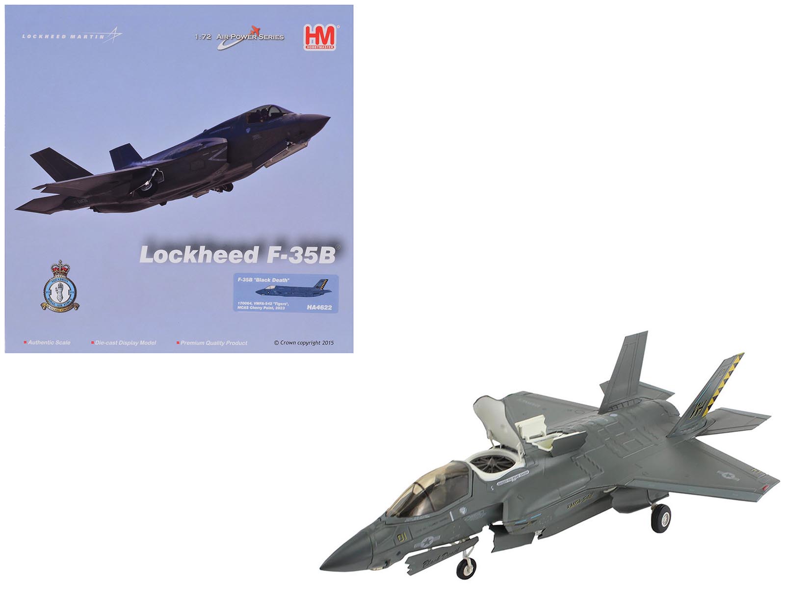 Lockheed Martin F-35B Lightning II Aircraft "Black Death VMFA-542 MCAS Cherry Point" (2023) United States Marine Corps "Air Power Series" 1/72 Diecast Model by Hobby Master  free shipping USA