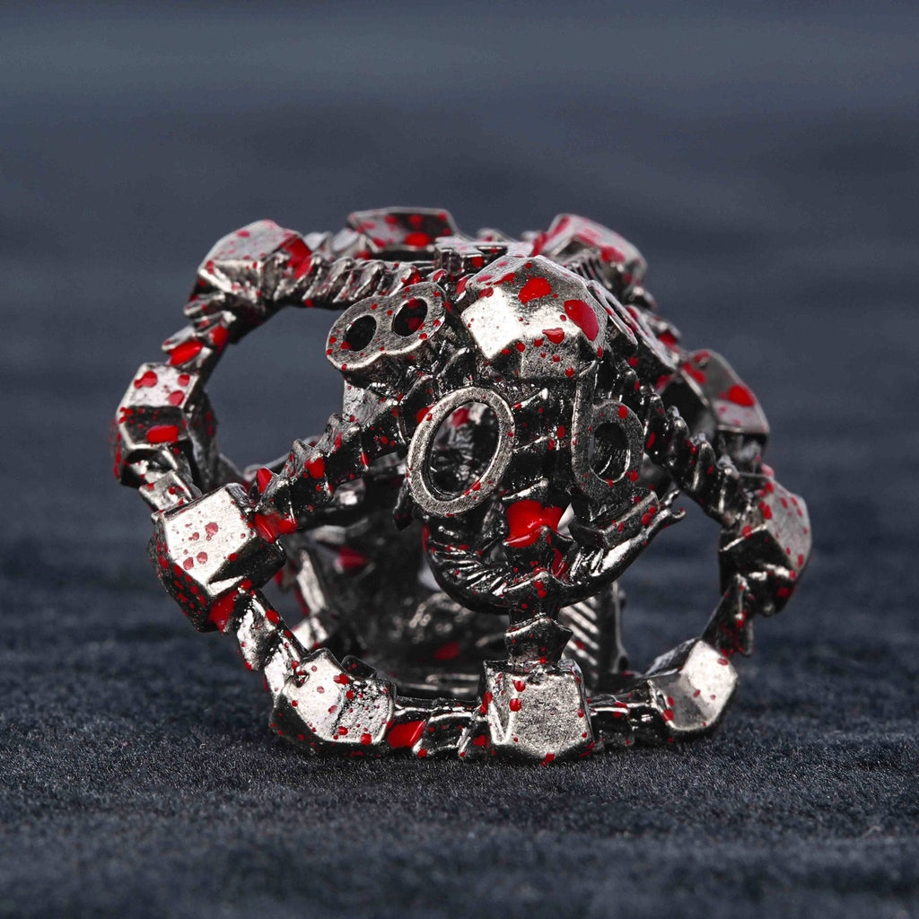 Metal Hollow 3D Dragon D&D Bloodstain Dice Set