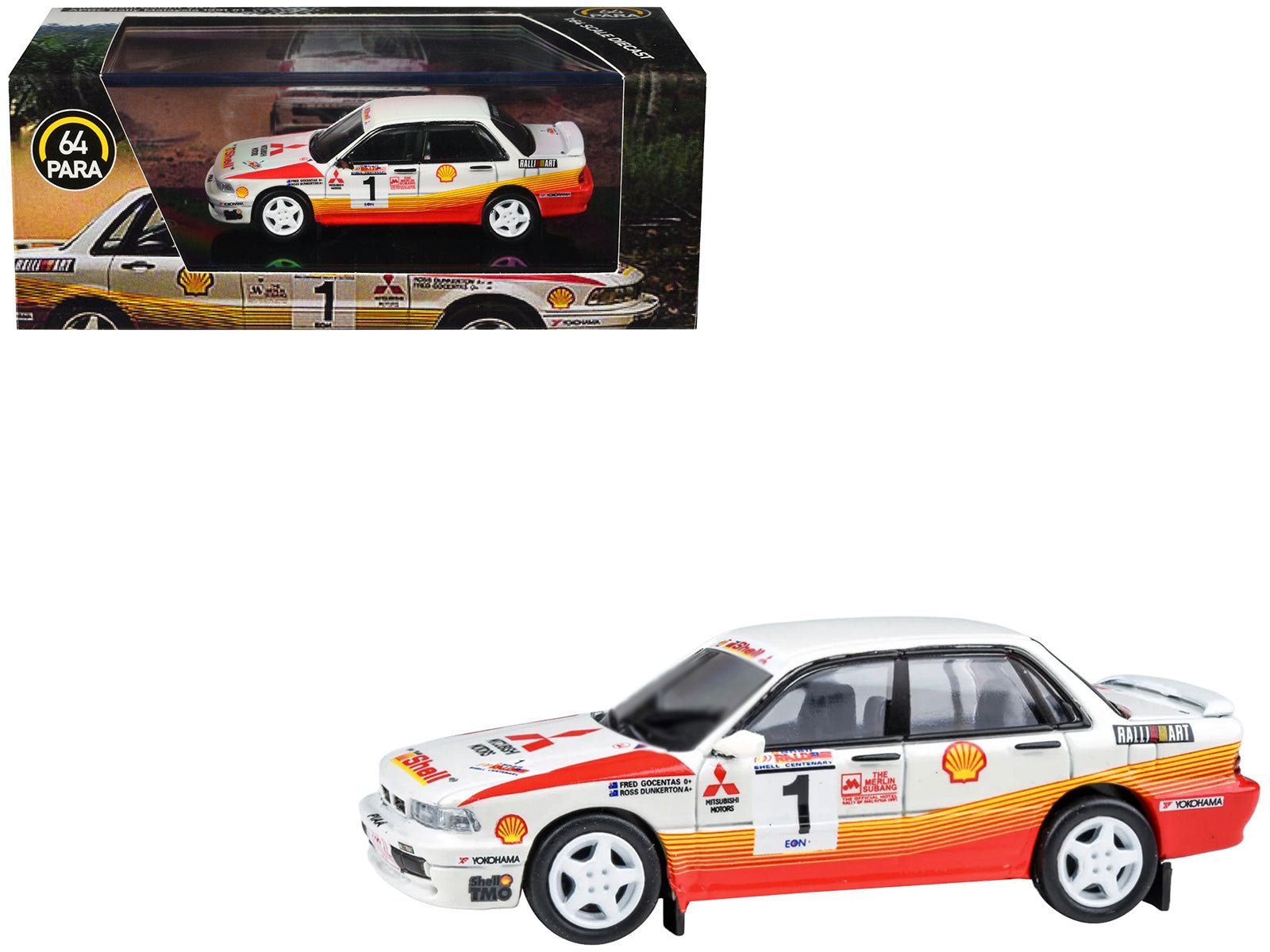 Mitsubishi Galant VR-4 RHD (Right Hand Drive) #1 Ross Dunkerton - Fred Gocentas Winner "APRC Rally Malaysia" (1991) 1/64 Diecast Model Car by Paragon Models  free shipping USA