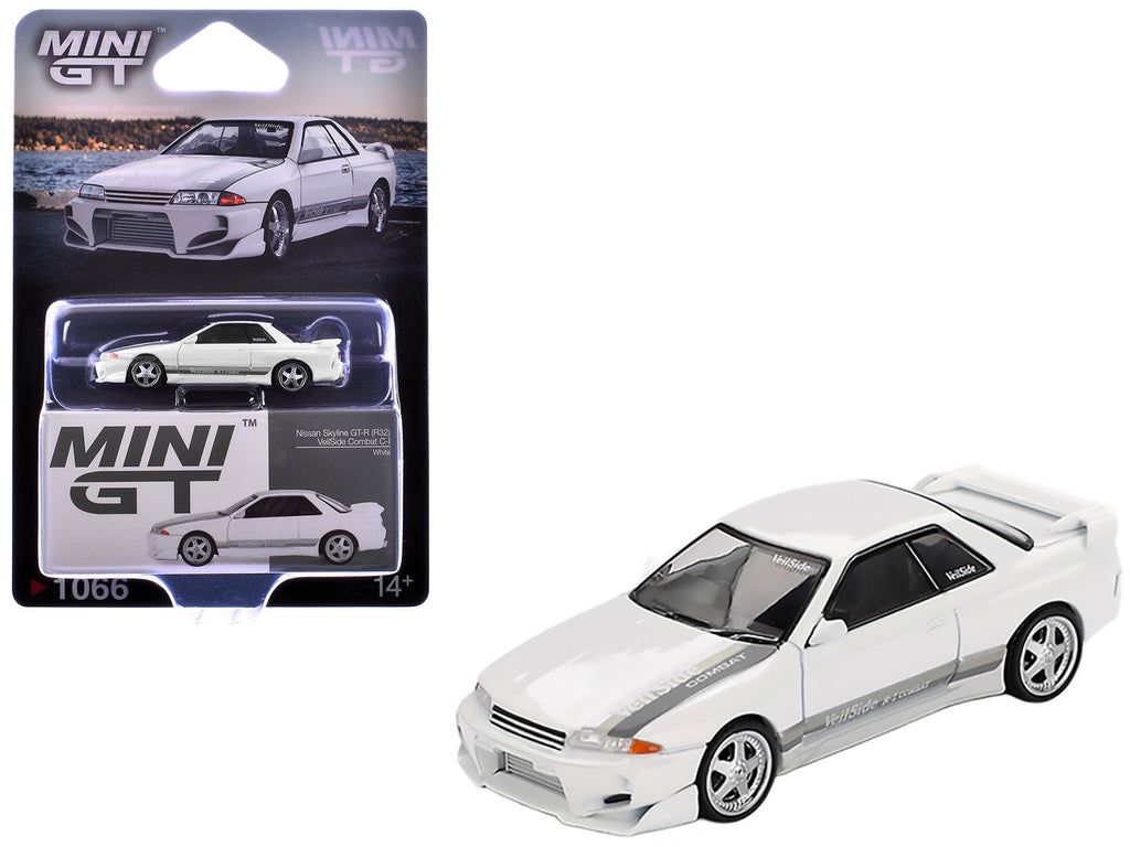 Nissan Skyline GT-R (R32) RHD (Right Hand Drive) "Veilside Combat C-I" White with Gray Stripes Limited Edition 1/64 Diecast Model Car by Mini GT  free shipping USA