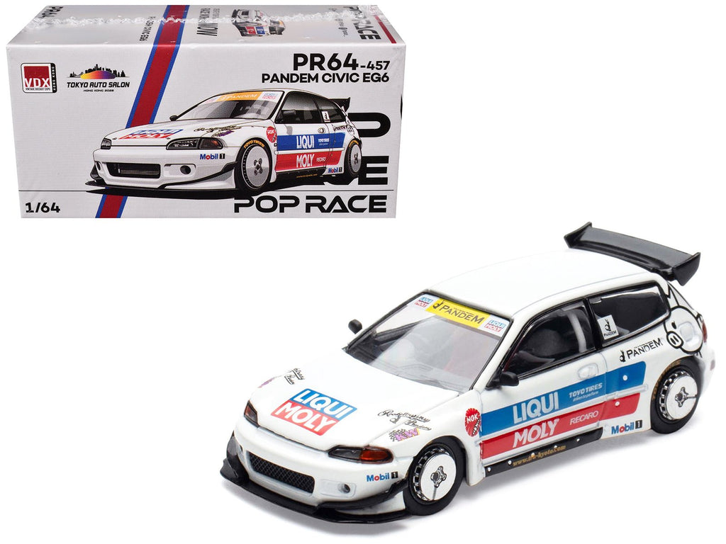 Pandem Civic EG6 RHD (Right Hand Drive) White with Stripes and Graphics "VDX - Tokyo Auto Salon Hong Kong 2025" Special Edition 1/64 Diecast Model Car by Pop Race  free shipping USA
