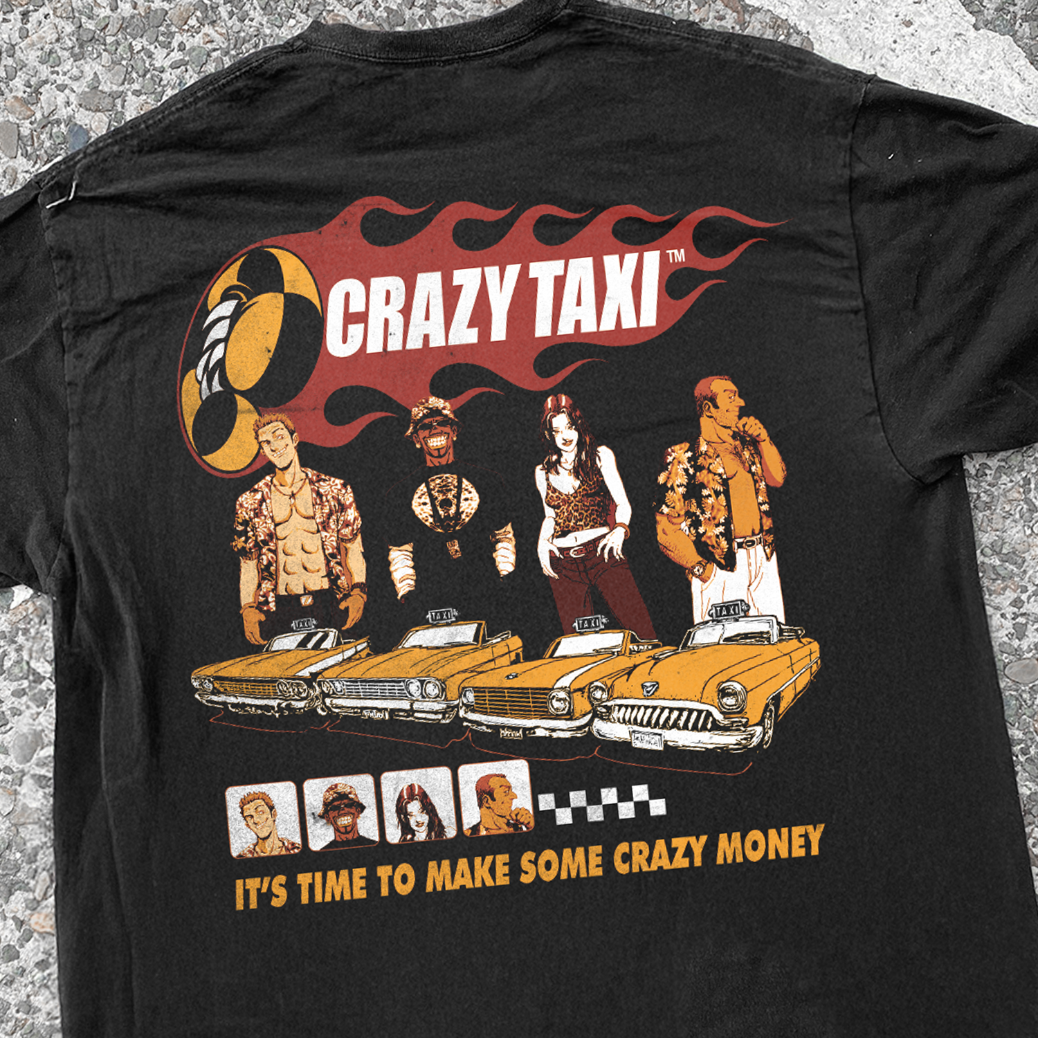 99 Crazy Taxi 'Lets Make Some Money' Dreamcast Vintage Washed Black Tee