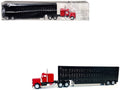 Peterbilt with Sleeper Cab Red with Black Livestock Trailer 1/87 (HO) Plastic Model Car by Promotex  free shipping USA