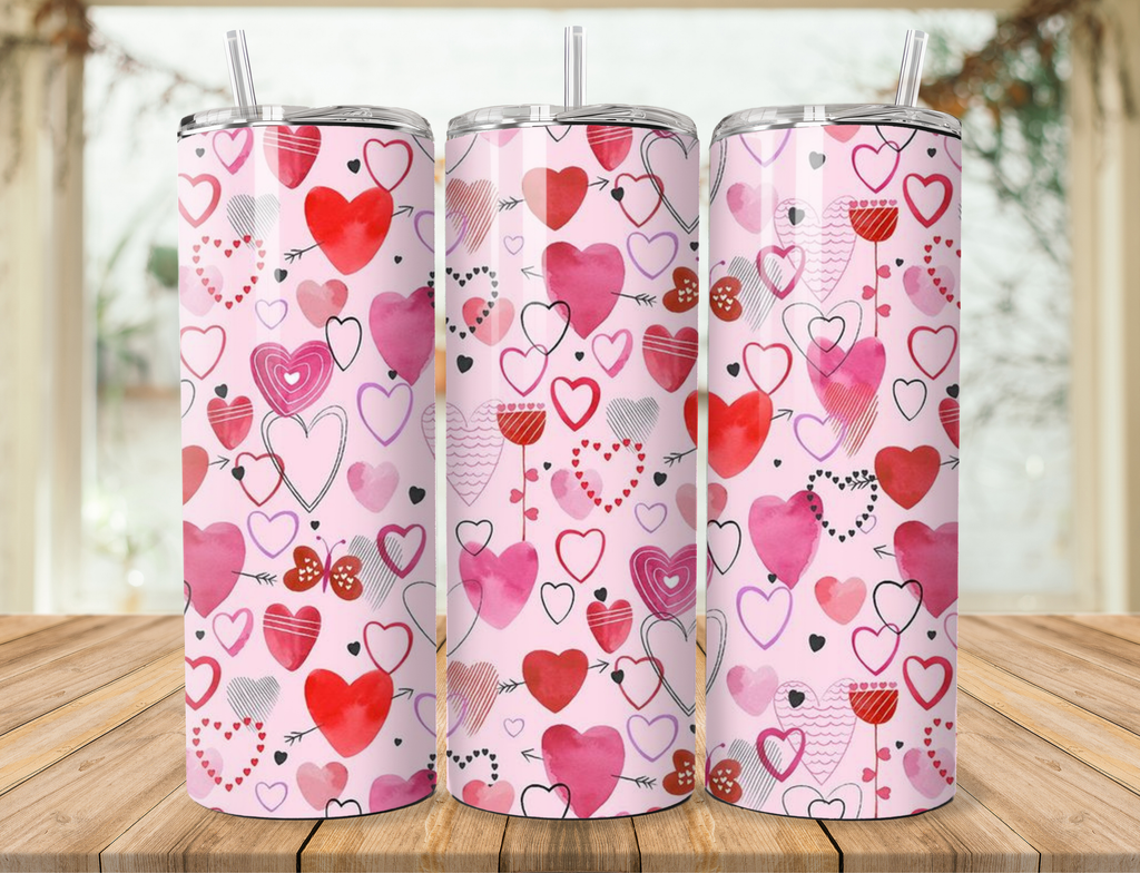 Valentine Heart Pattern Tumbler – Multiple Designs Available | 20oz Stainless Steel
