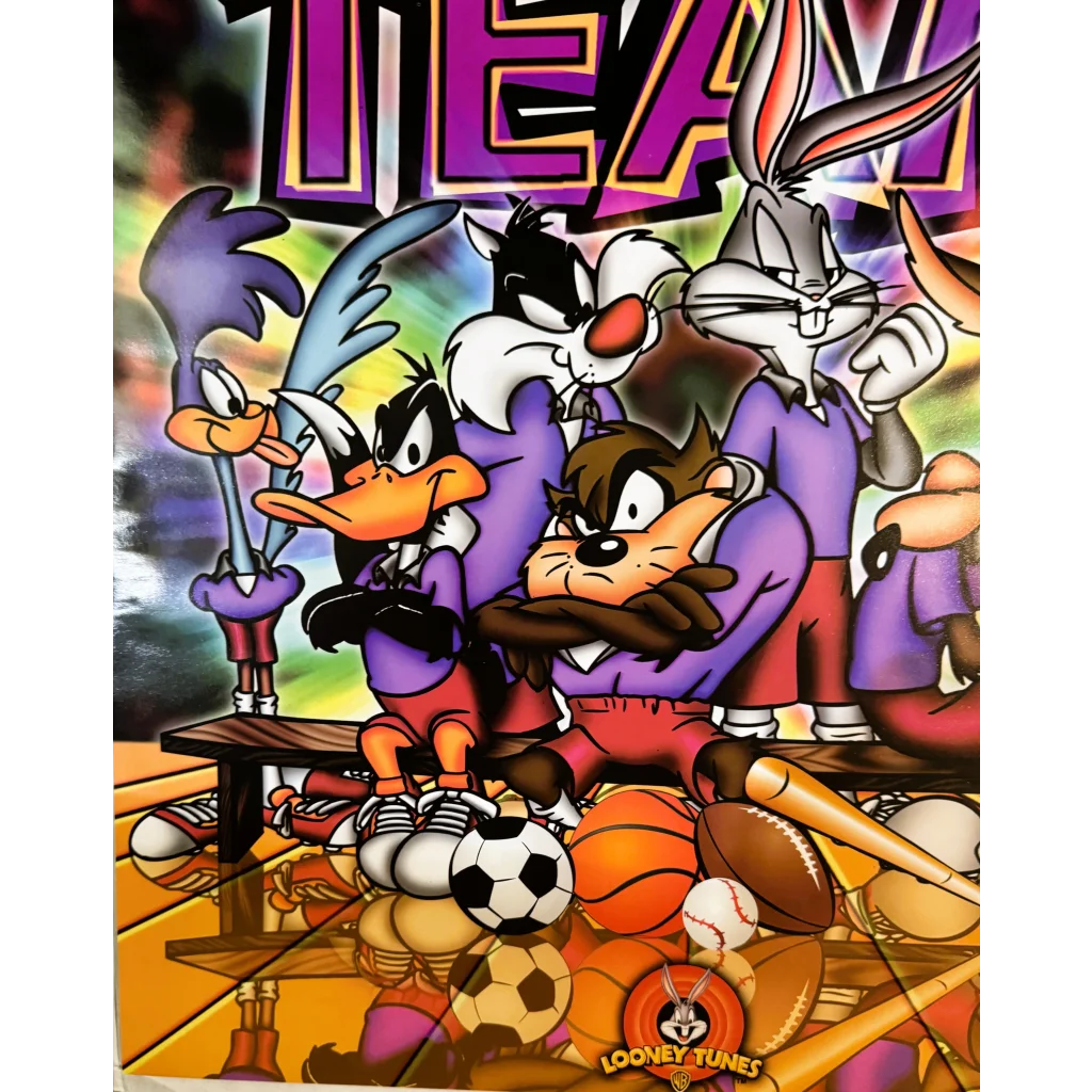 Vintage Retro 1990s Looney Tunes Toon Team Sports Poster Extravaganza