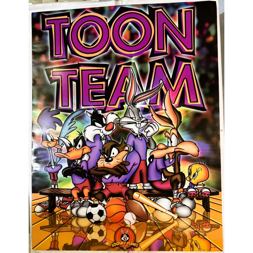 Vintage Retro 1990s Looney Tunes Toon Team Sports Poster Extravaganza