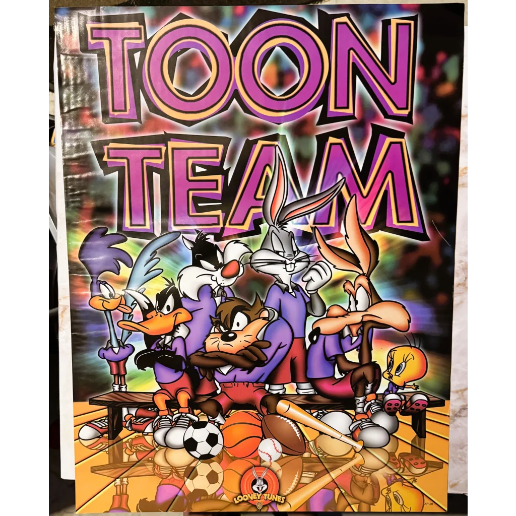 Vintage Retro 1990s Looney Tunes Toon Team Sports Poster Extravaganza