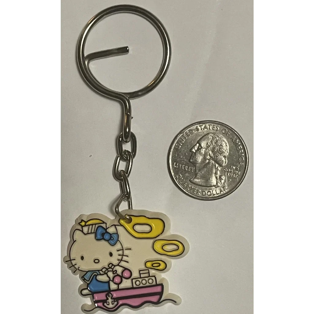 Vintage 1976–1980s Hello Kitty Sailor Boat Keychain 🎀 Taiwan ROC NOS