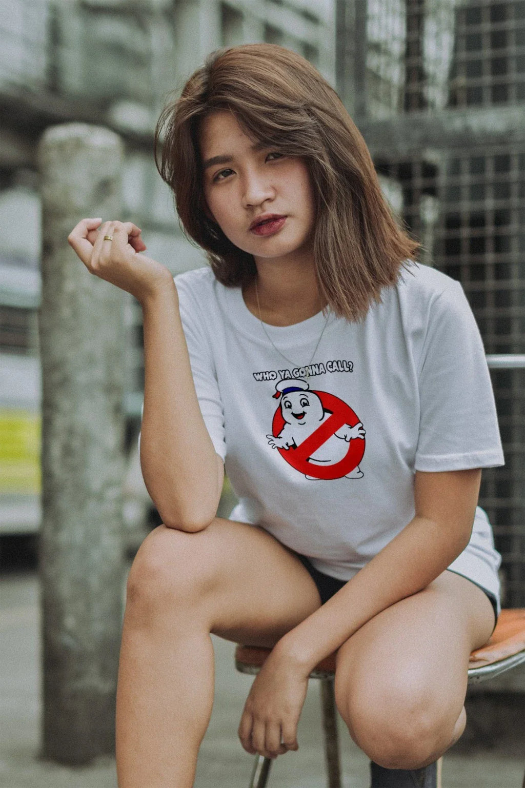 Who Ya Gonna Call Ghostbusters Marshmallow Man Mens T Shirt Gildan
