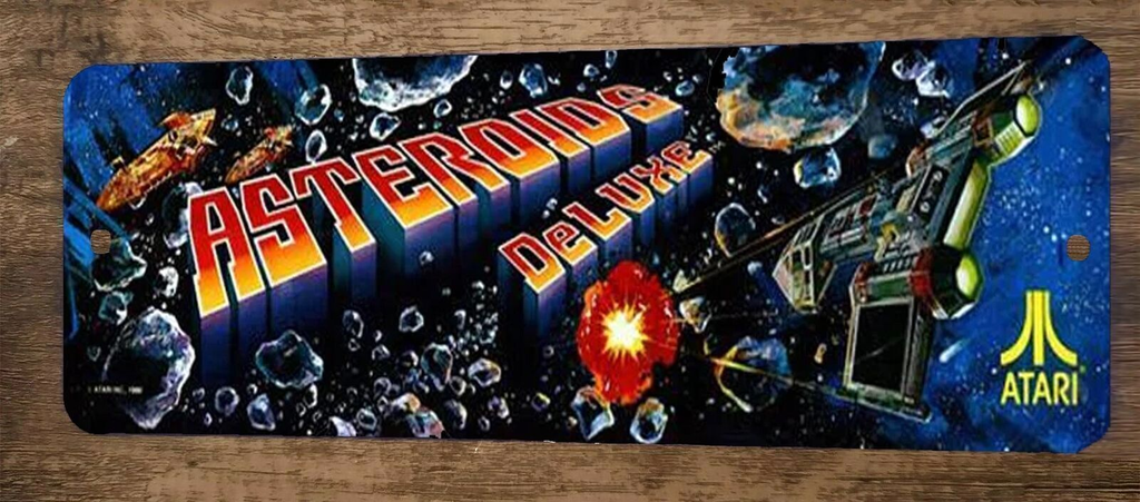 Asteroids Deluxe Arcade 3x12  Metal Wall Video Game Marquee Banner Sign