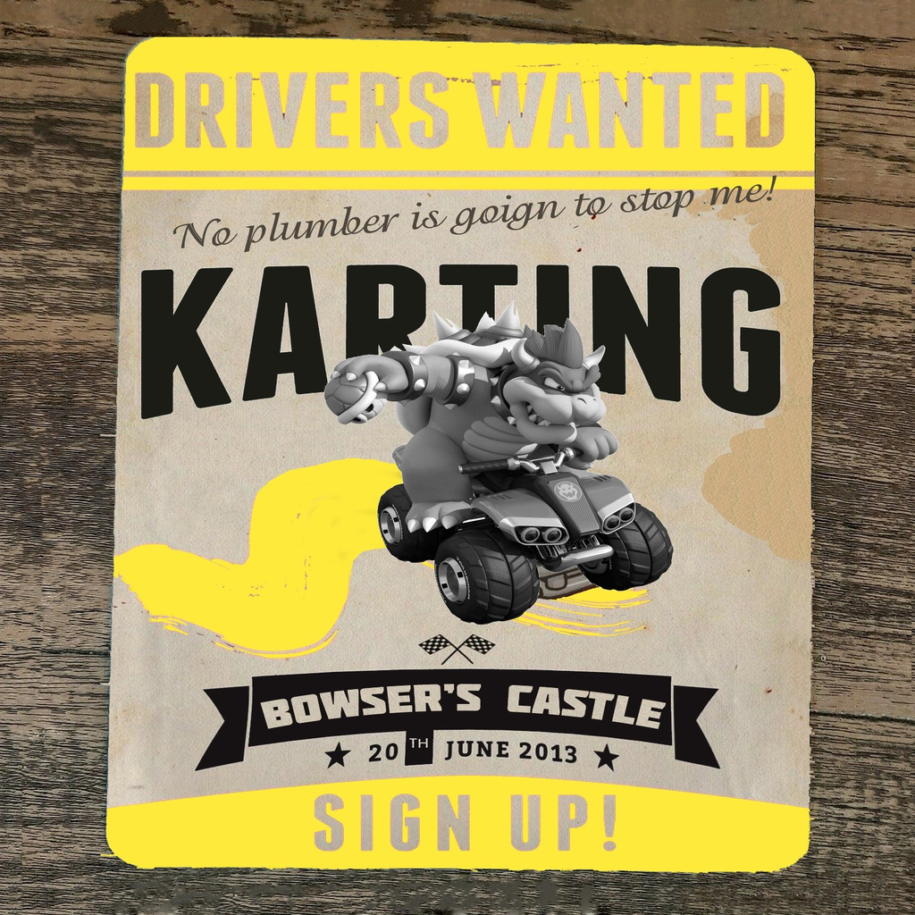 Mario Kart Drivers Wanted Bowser Karting Mouse Pad