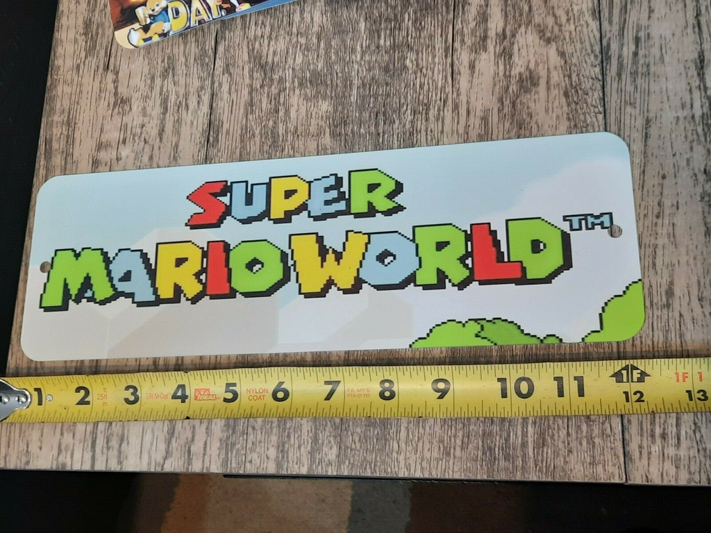 Super Mario World Classic Arcade Marquee Banner 3x12 Metal Wall Sign