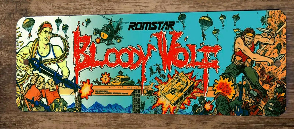 Bloody Wolf Arcade Video Game 4x12 Metal Wall Sign Marquee Banner Poster