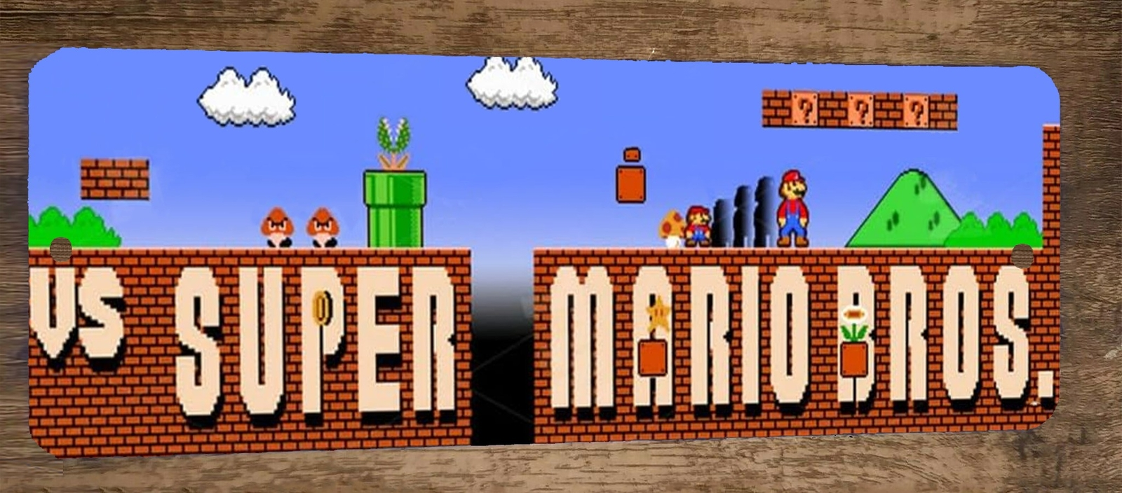 VS Super Mario Bros 4x12 Inch Metal Wall Sign Video Game Arcade Decoration