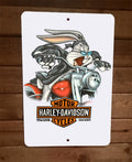 Bugs Bunny on a Harley Motorcycle 8x12 Metal Wall Sign Garage Poster Looney