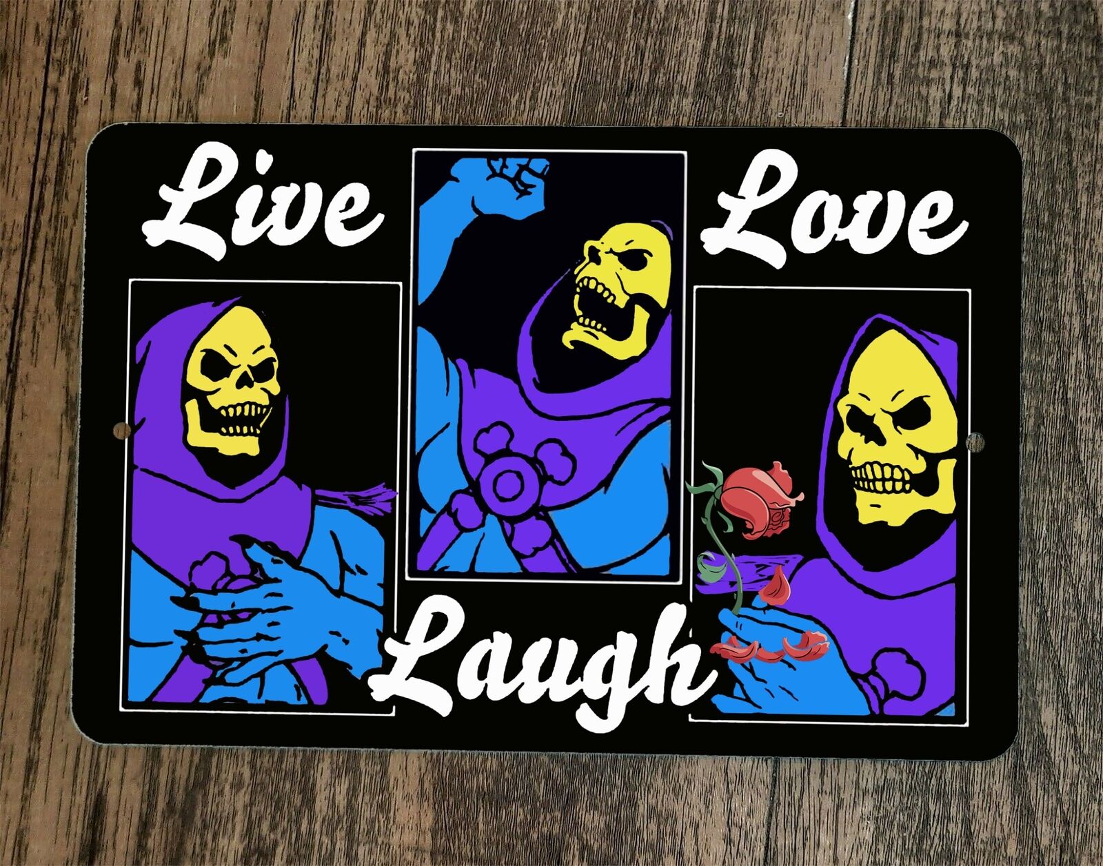 Live Laugh Love Skeletor MOTU 8x12 Metal Wall Sign Masters of the Universe