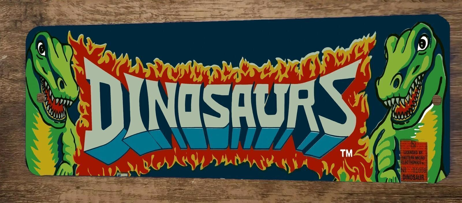 Dinosaurs Arcade Video Game 3x12 Metal Wall Marquee Banner Sign Poster