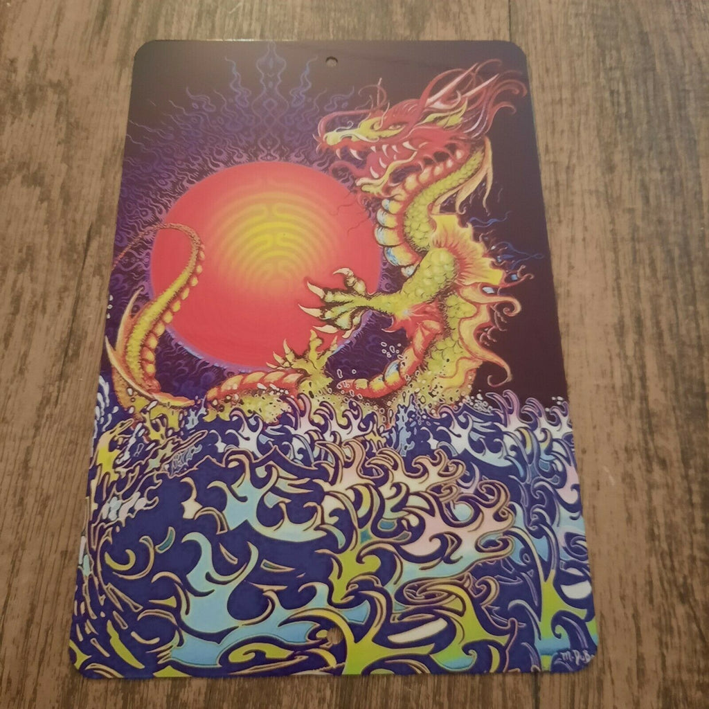 Chinese Dragon Rising Misc Poster Style 8x12 Metal Wall Sign